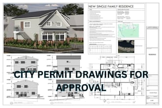 draw architectural permit plan for city approval, 2d floor plan, blueprint plans