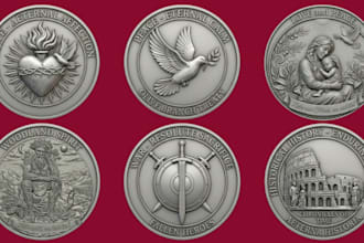 sculpt printable 3d coin model, bas relief, medallion, cnc, stl for 3d printing