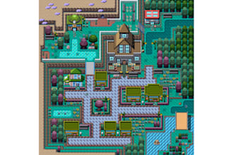 create gen 3, 4, 5 pokemon tileset, overworld sprite, rpg maker game asset