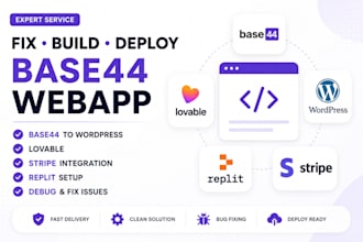 fix build deploy base44 webapp base44 to wordpress lovable stripe replit debug