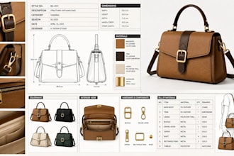 create bag tech pack, handbag tech pack, backpack tech pack and specs for brands