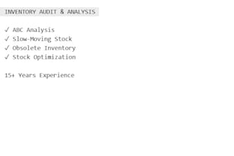 audit your inventory and identify excess stock