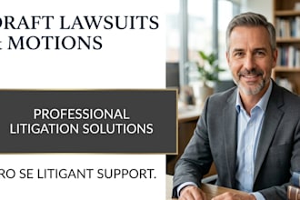 draft lawsuits, motions, petitions, counterclaims and appeals