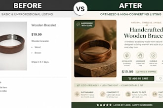 write SEO optimised etsy or amazon product listings
