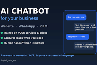 build an ai chatbot for your website, whatsapp or CRM