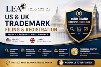 search and file US or UK trademark registration, uspto ukipo trademark filing