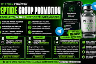 telegram promotion, peptide group promotion, gain 1m daily peptide telegram user