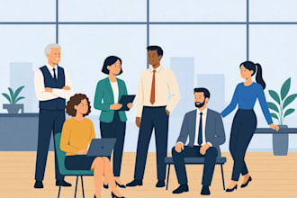 make an vector flat illustration people corporate art