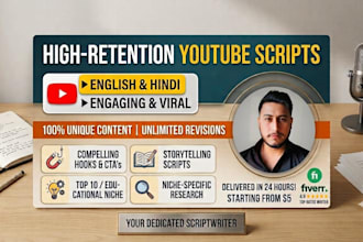 write engaging youtube script in hindi and english