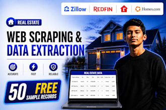 scrape zillow, redfin, realtor and other real estate data and leads