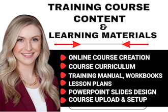 develop professional training course content and learning materials