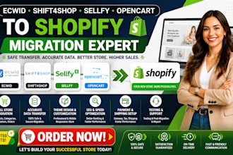 ecwid shift4shop sellfy opencart shopify migration ecommerce store website