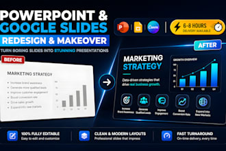 redesign, improve and format powerpoint presentation or google slides