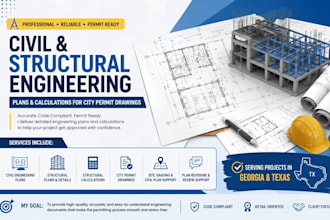 do civil and structural engineering plans and calculations for ga and tx permit