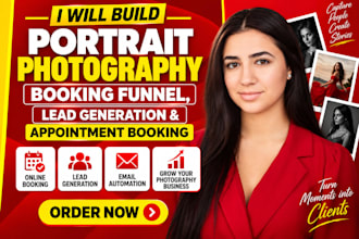 build portrait photography booking funnel, lead generation, appointment booking