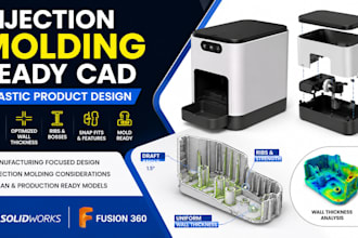 design injection molding ready plastic product cad in solidworks
