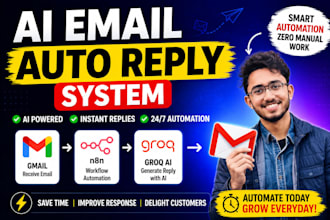 build ai email auto reply system using n8n, gmail and groq
