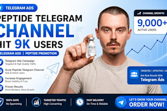 set telegram ads peptide telegram channel hit 9k user peptide telegram promotion