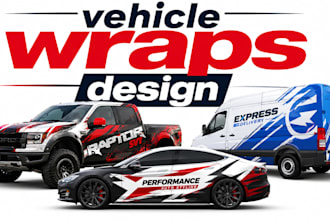 design professional car wrap, van wrap and vehicle wrap with print ready files