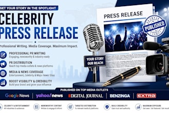 write and publish a celebrity press release for entertainment media