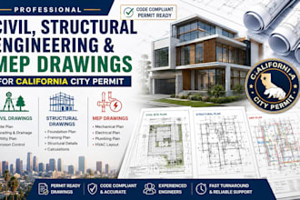 do civil and structural engineering drawing for california for permit