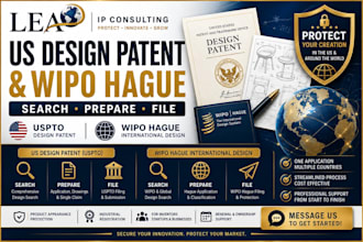 search draft and file uspto design patent, wipo hauge design patent registration