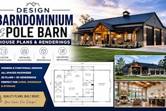 design barndominium and pole barn house plans and renderings