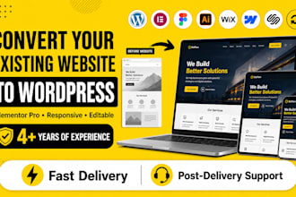convert your existing website to wordpress with elementor pro