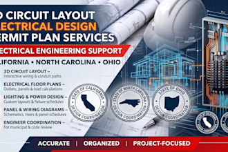 3d circuit layout design, electrical stamp and permit plan california nc ohio