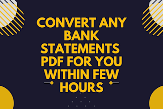 convert bank statements pdf to csv, excel within one hour