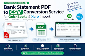 convert bank statements pdf to csv, excel for quickbooks, xero