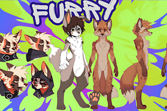 draw furry headshot pfp furry ref sheet, vrchat furry avatar furry sfw vrm model