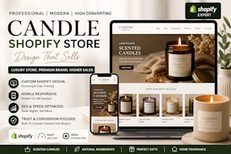 design a luxury candle shopify store for scented candle and home fragrance brand