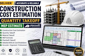 deliver construction cost estimation, quantity takeoff, mep estimate, planswift