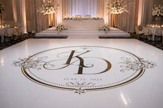 wedding decal, floor decal, dance floor, wedding monogram, event decal