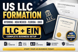 llc formation llc registration in wyoming, new mexico, florida ohio with ein