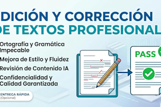 transcripción de audio, edición y corrección de textos y más