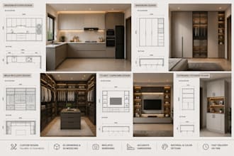 create custom 2d 3d kitchen cabinet, wardrobe, closet, cupboard
