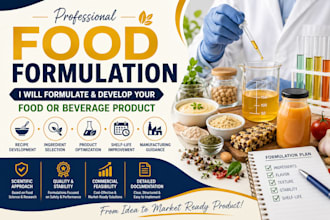 develop a professional food formulation and recipe beverages and snacks