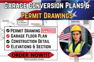 create garage conversion plans, permit drawings and floor plans