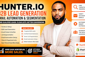 setup hunter io b2b lead generation hunter io email automation list segmentation