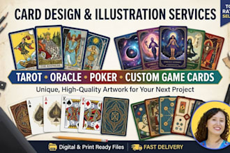 tarot cards, oracle cards, poker cards, card game design