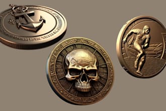 design custom 3d coin challenge and collectible bas relief medallion coin render