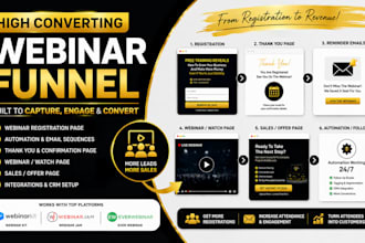 build webinar funnel webinar kit webinar jam, webinar landing page, replay page
