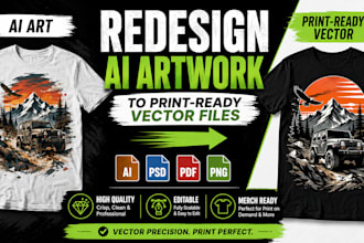 redesign your ai artwork into print ready vector files