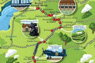 design an ilustrated tourism map, tourist map, travel and visitor guide