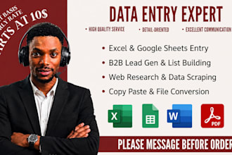 do clean excel data entry and lead generation as your VA
