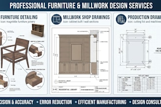 create furniture detailing, millwork shop drawings and production drawings