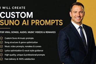 create custom suno ai prompts, music prompts, video prompts, and song remakes