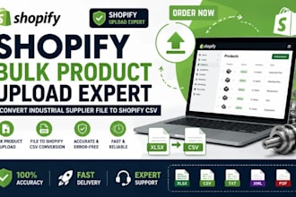 do shopify bulk product upload, convert industrial supplier file to shopify CSV